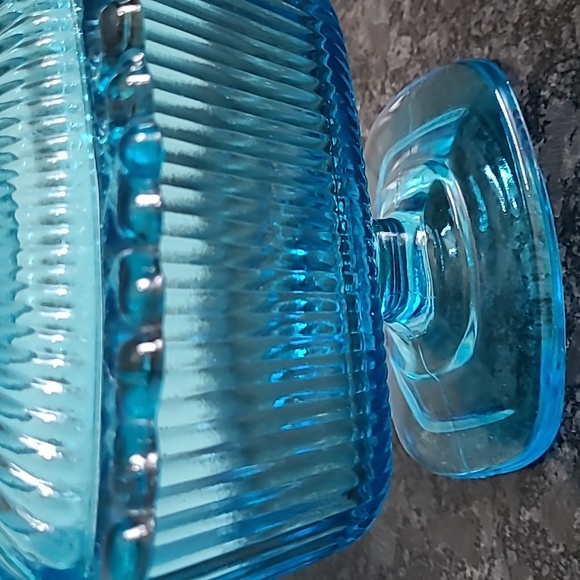 Indiana Blue Glass Covered Pedestal Dish - Picture 12 of 16